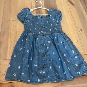 Cat & Jack Denim Blue Kids Dress with Floral Accents